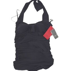 New Magicsuit Shirred Shaping One Piece Swimsuit‎ Halter Neck Black